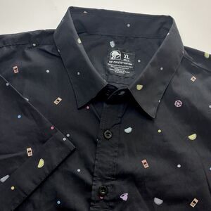 Taco Bell Black Button Down Merch Employee Shirt Hot Sauce Graphic AOP Men's Xl